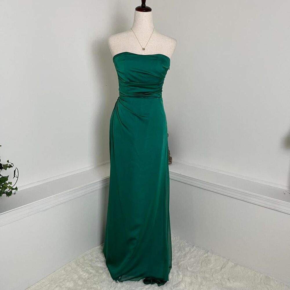 VTG  Jim Hjelm Emerald Green Garden Fairy Dress Ruched Bodice and Flowy Chiffon
